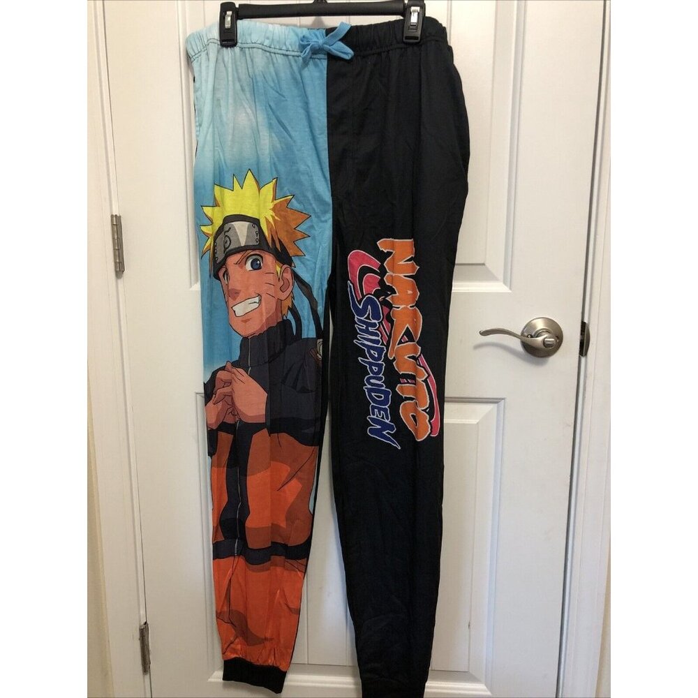 Naruto Shippuden Sleep Pants Jogger Style Mens Size Large Anime Kanji